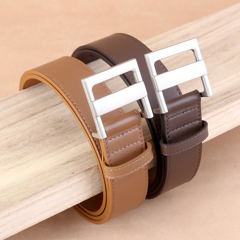 leather waist belt for women with silver buckle