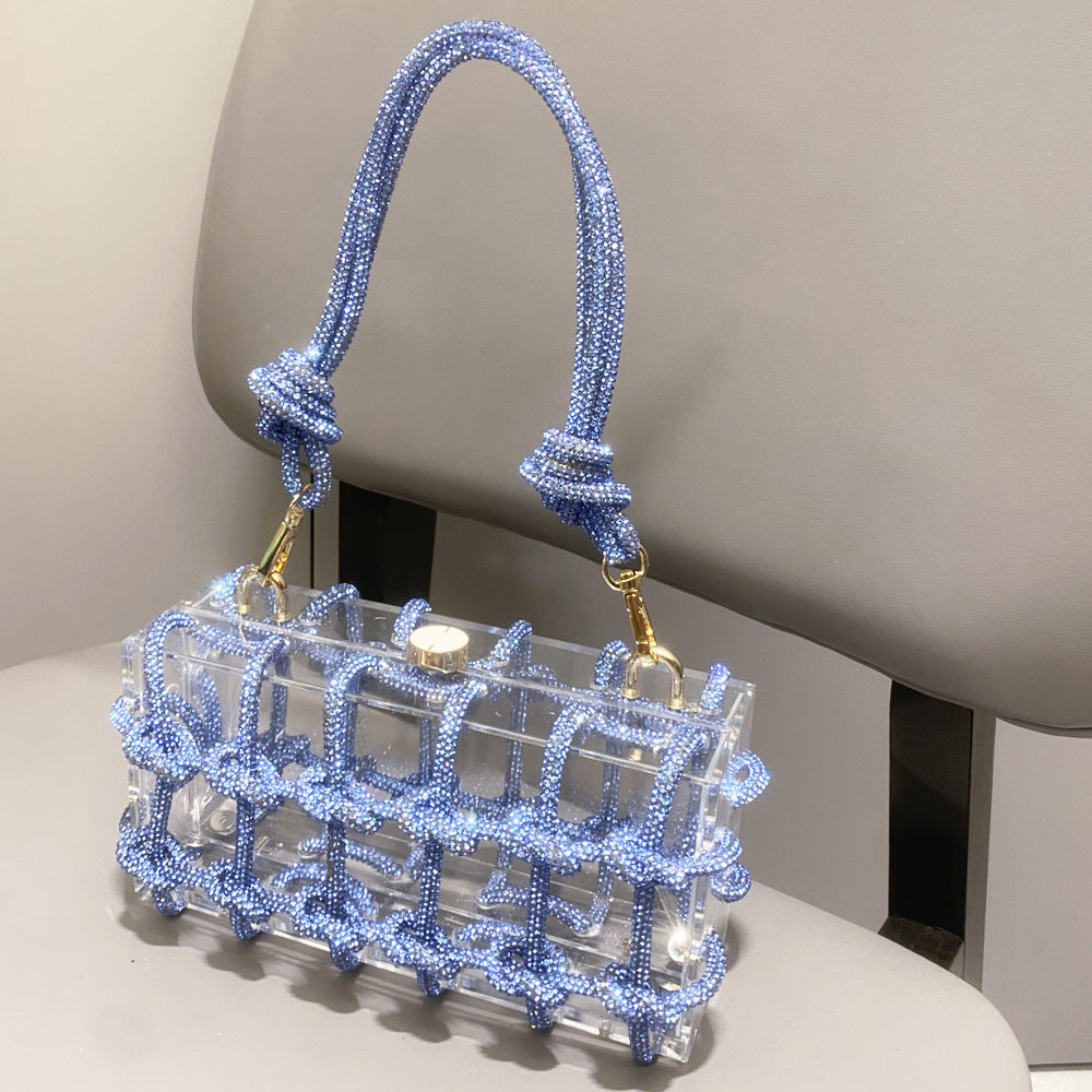 Women’s Acrylic Box Clutch with Rope Handle