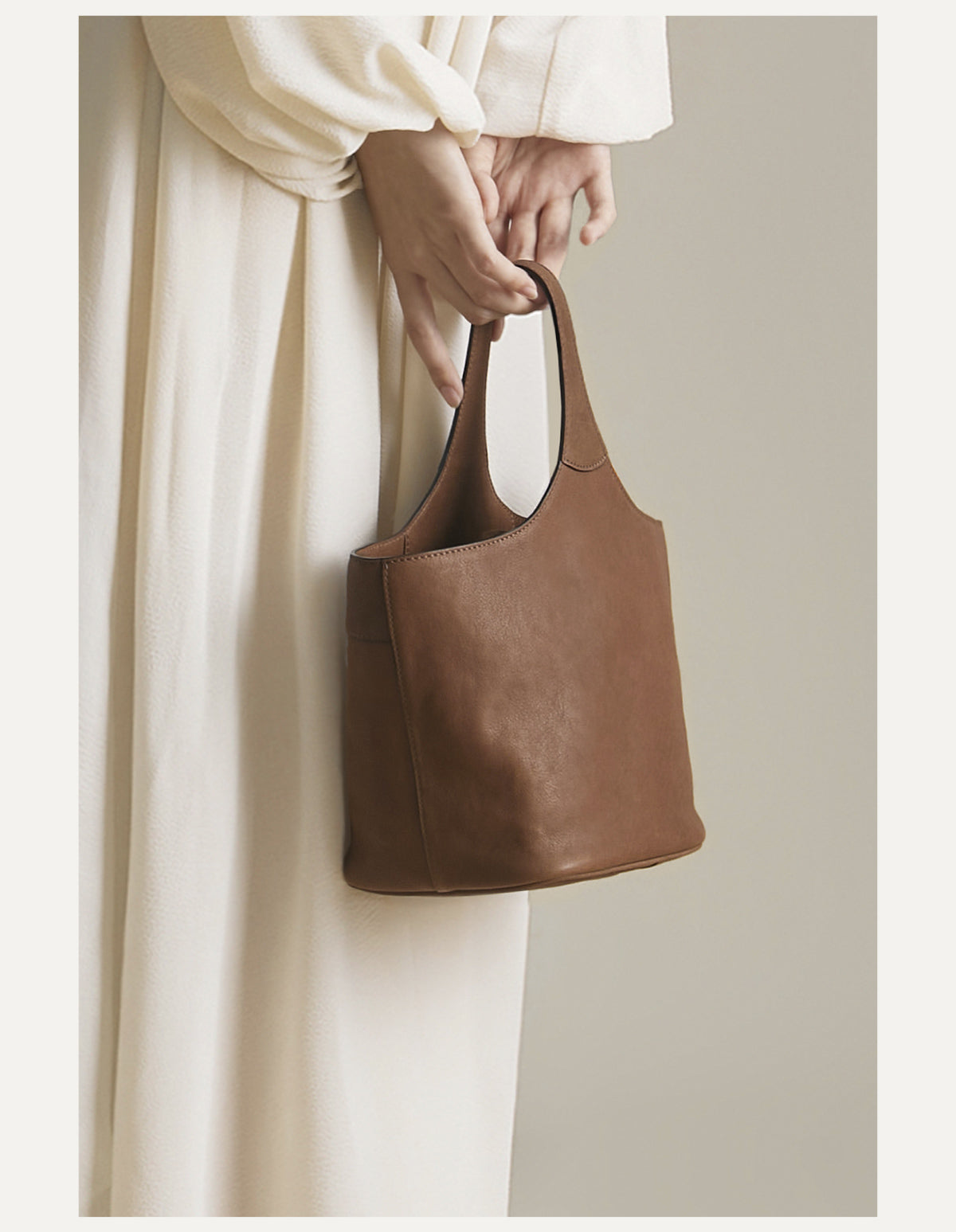 Women’s Genuine Leather Bucket Handbag Purse