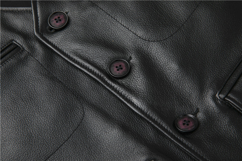 Men’s Genuine Leather Vest Waistcoat Slim Japanese Style