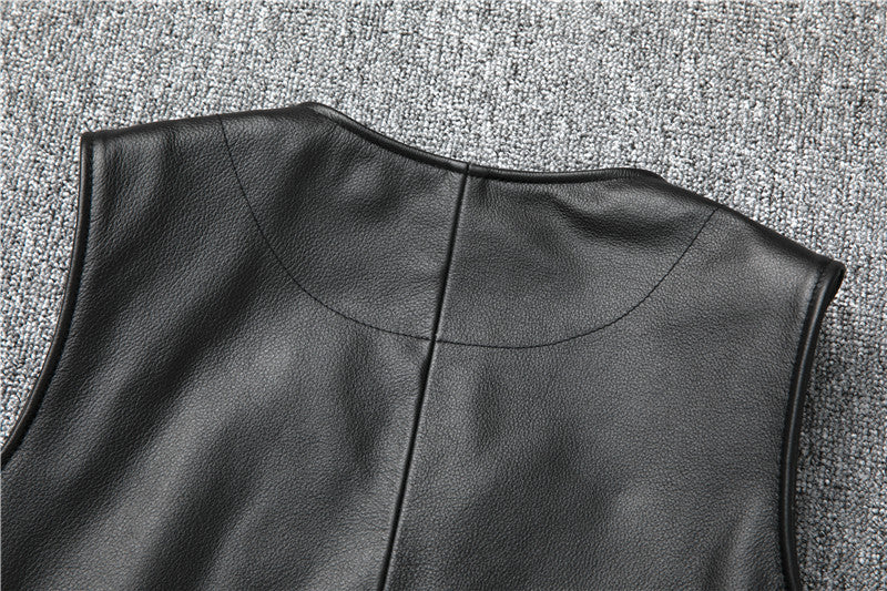 Men’s Genuine Leather Vest Waistcoat Slim Japanese Style