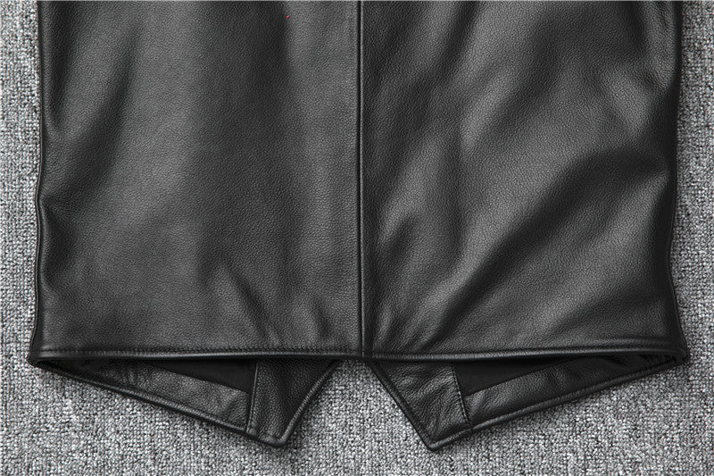 Men’s Genuine Leather Vest Waistcoat Slim Japanese Style