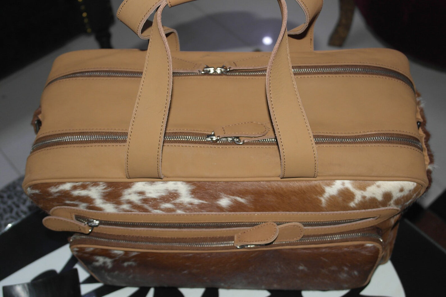Premium Hair On Cowhide Weekender Duffle Bag