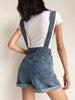 Roll Up Hem Denim Overall Romper Without Tank Top