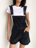 Roll Up Hem Denim Overall Romper Without Tank Top