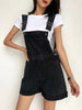 Roll Up Hem Denim Overall Romper Without Tank Top