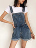 Roll Up Hem Denim Overall Romper Without Tank Top