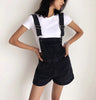 Roll Up Hem Denim Overall Romper Without Tank Top