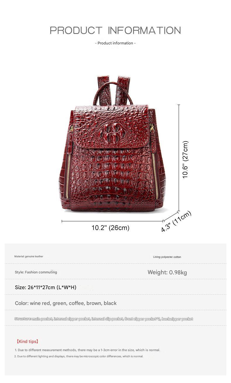 Women’s Designer Genuine Leather Crocodile Pattern Backpack
