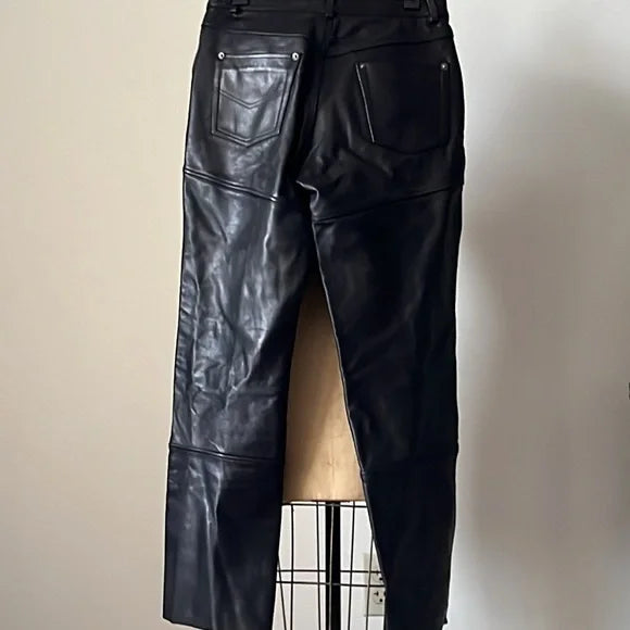 Hair On Cowhide Fur And Leather Trousers