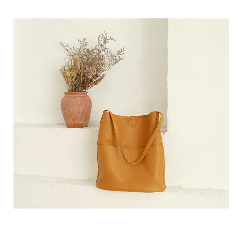 Women Leather Tote Bag Office Shoulder Purse