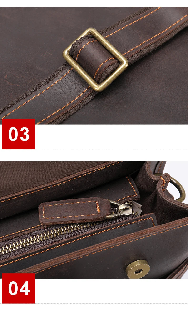 Genuine Leather Messenger Handbag