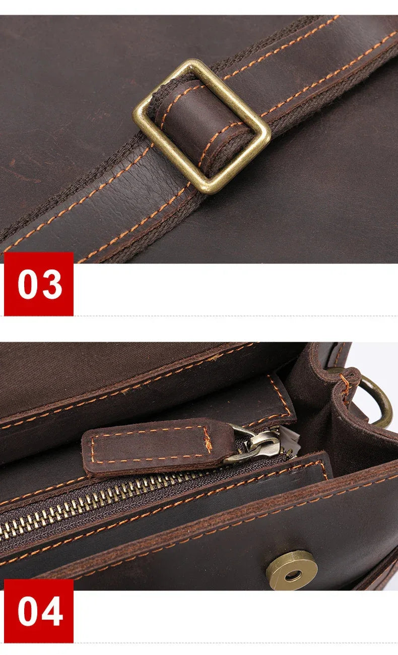 Genuine Leather Messenger Handbag