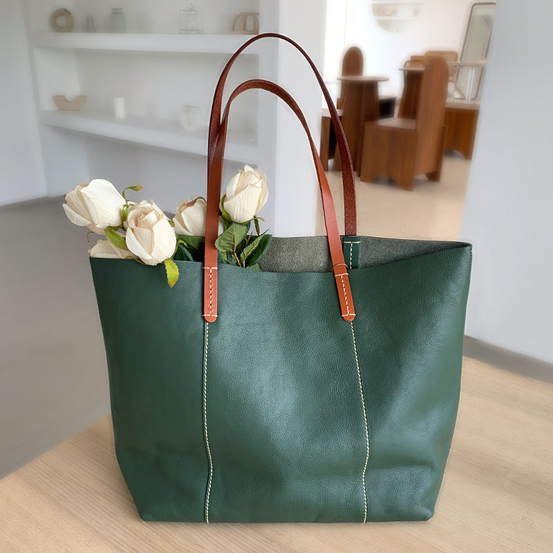 Women Leather Office Tote Bag Purse with Zipper