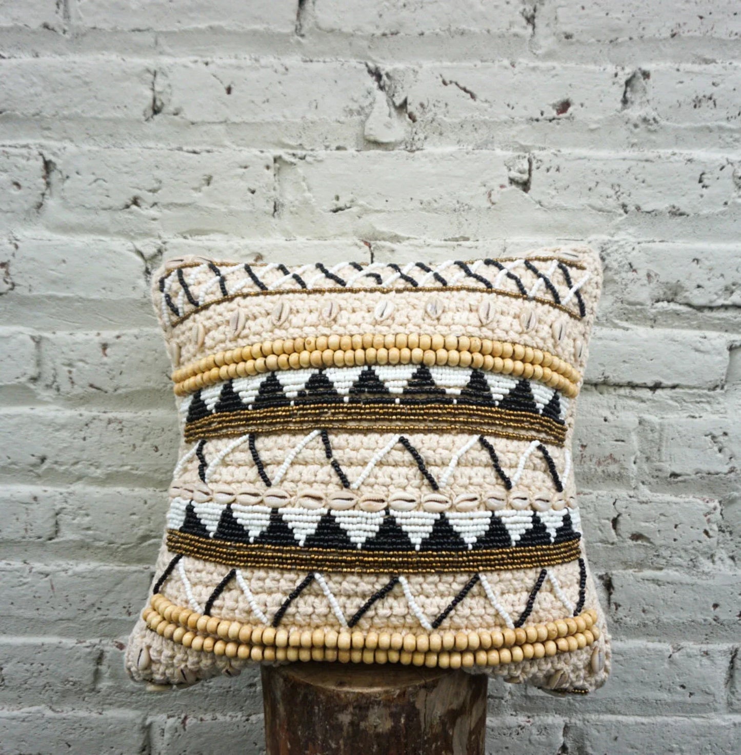 Boho Beaded Throw Pillow Cover Style 2