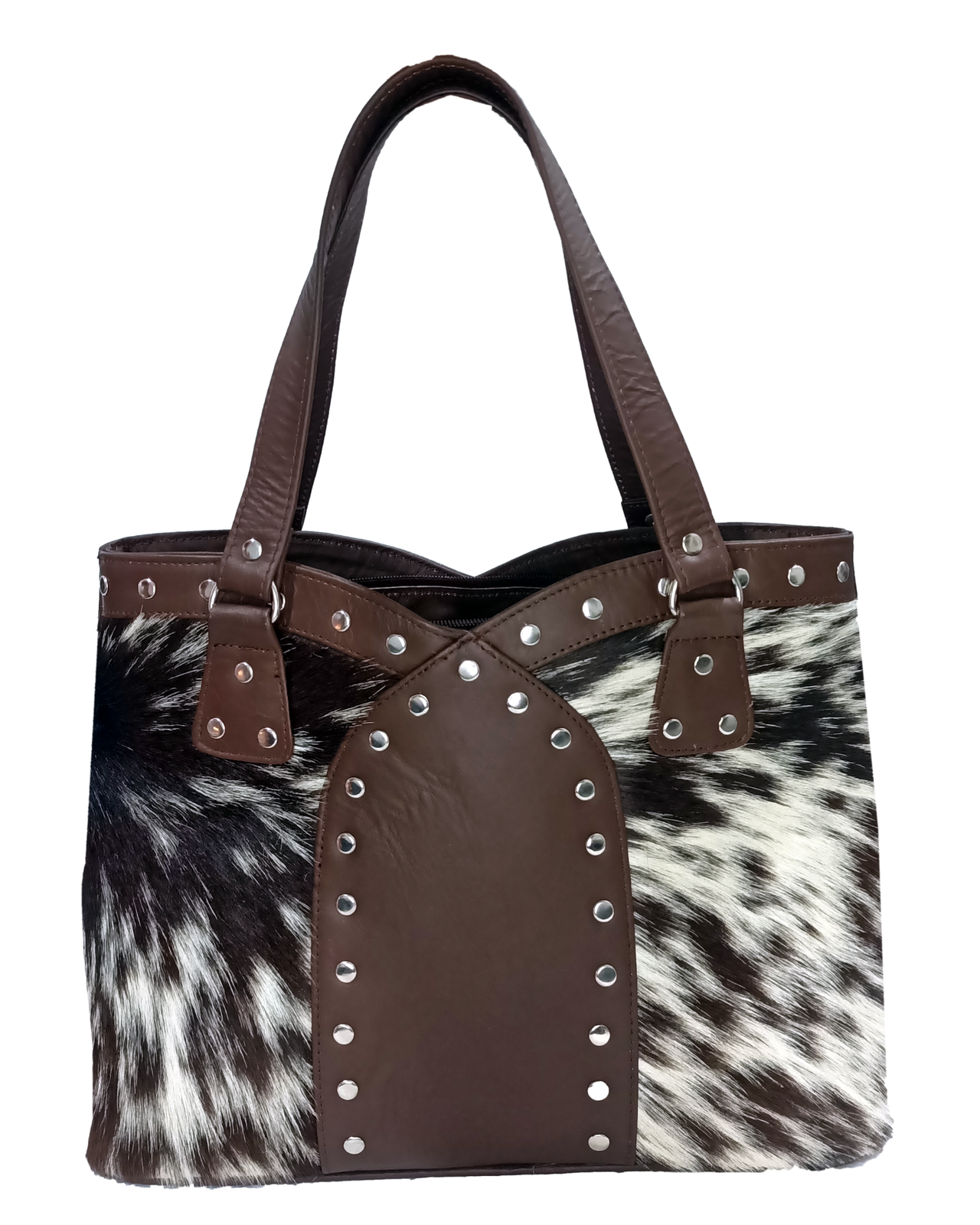 Large Dark Cowhide Tote Bag