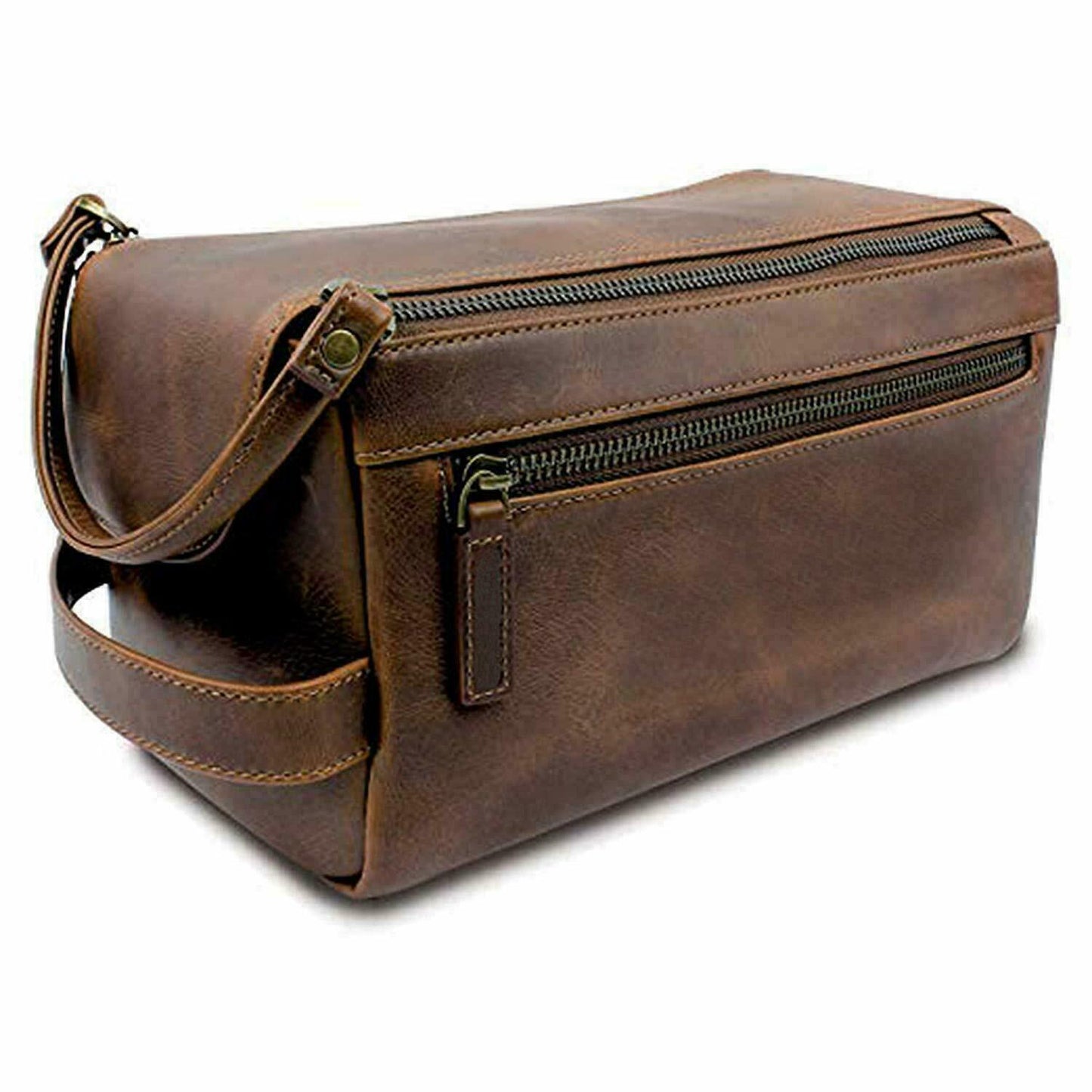 Genuine Leather Men Dopp Kit Shaving Case