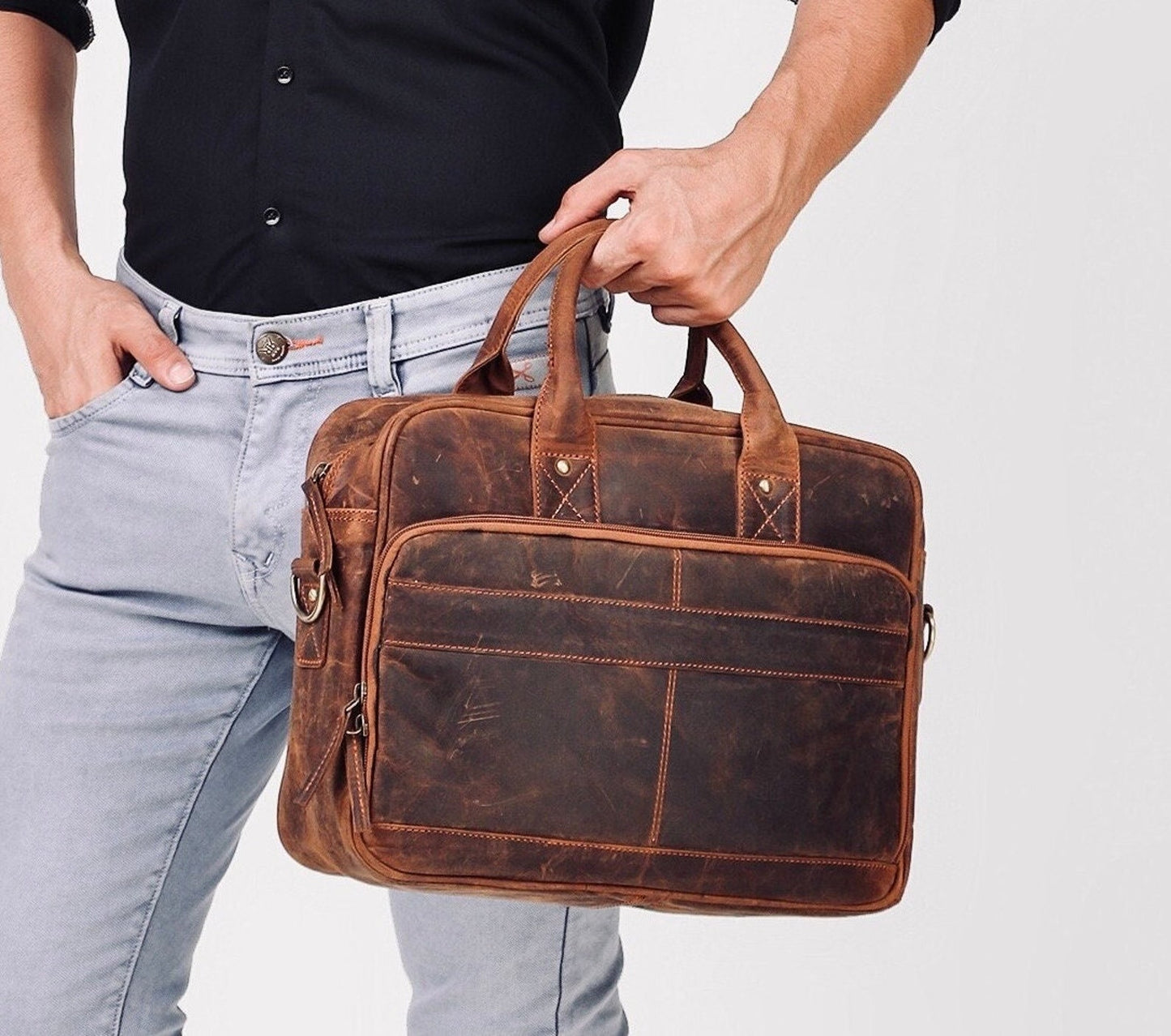 Retro Real Leather Crossbody Bag