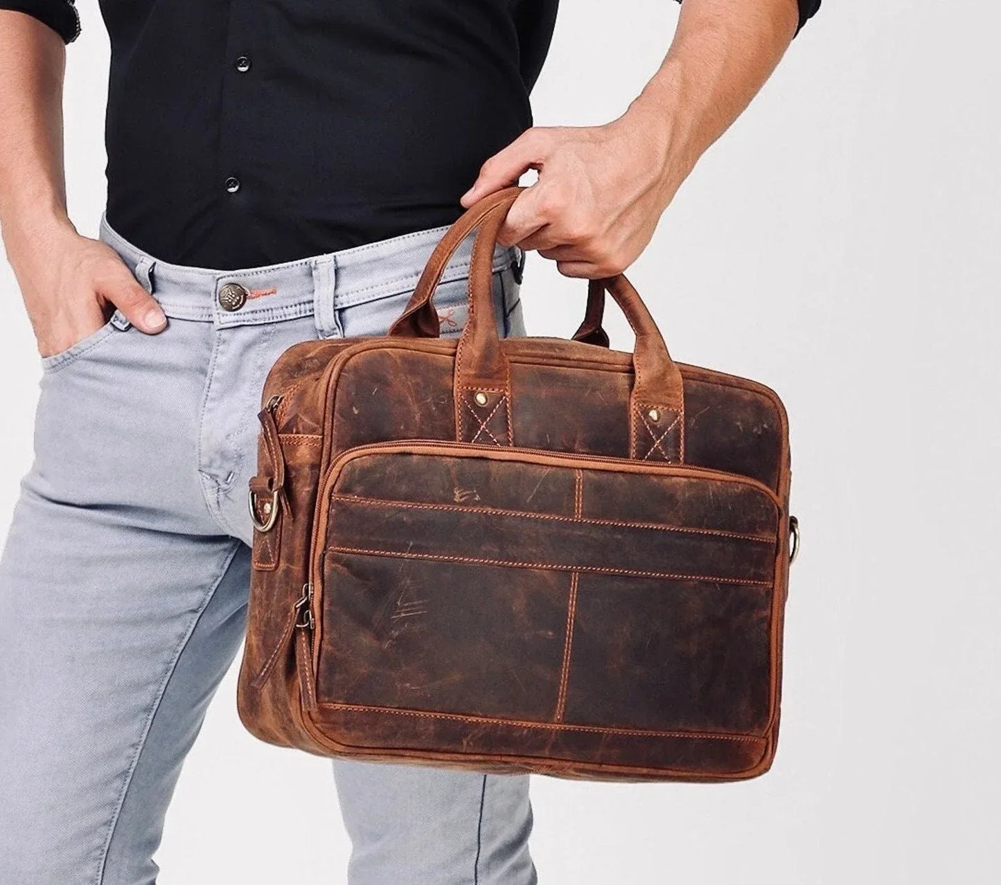 Retro Real Leather Crossbody Bag