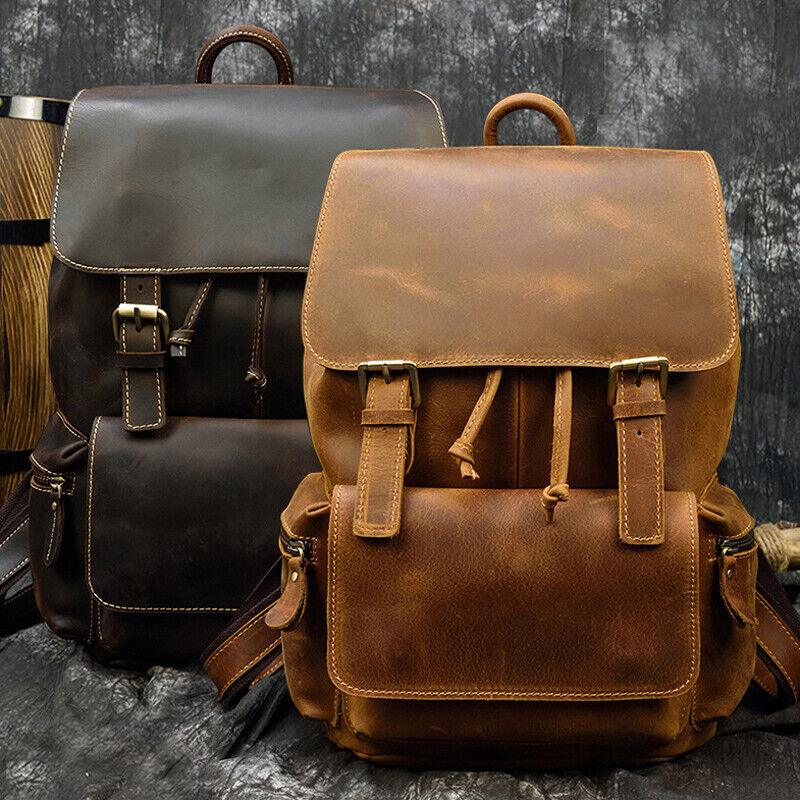 Retro Leather Backpack Laptop