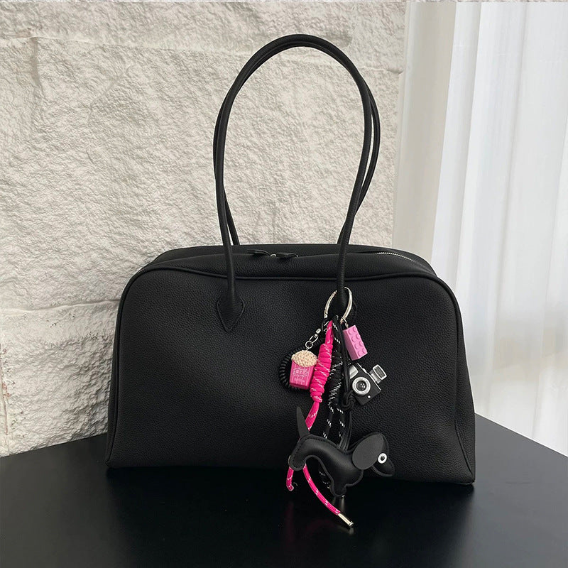 Genuine Leather Shoulder Bag for Women with Zipper Closure