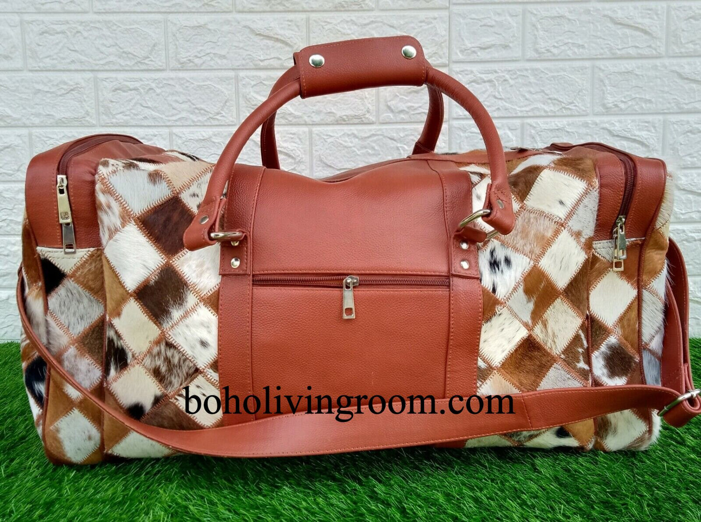 Cowhide Patchwork Holdall Bag