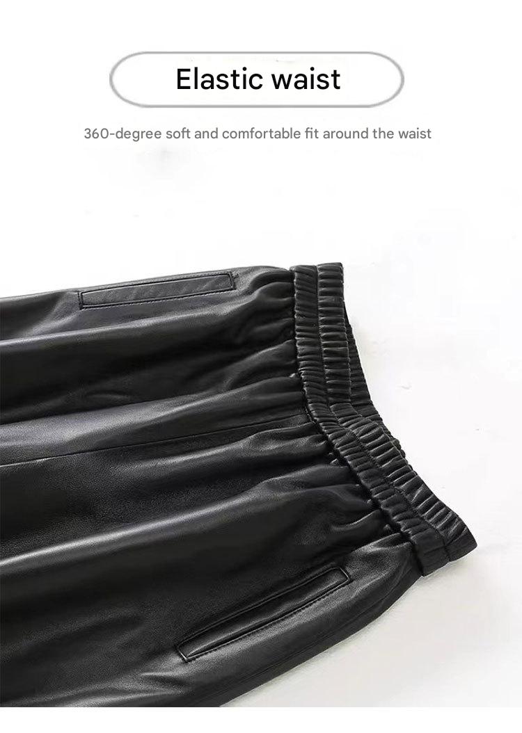 Women’s Leather Trousers High-Waisted Black Wide-Leg Pants