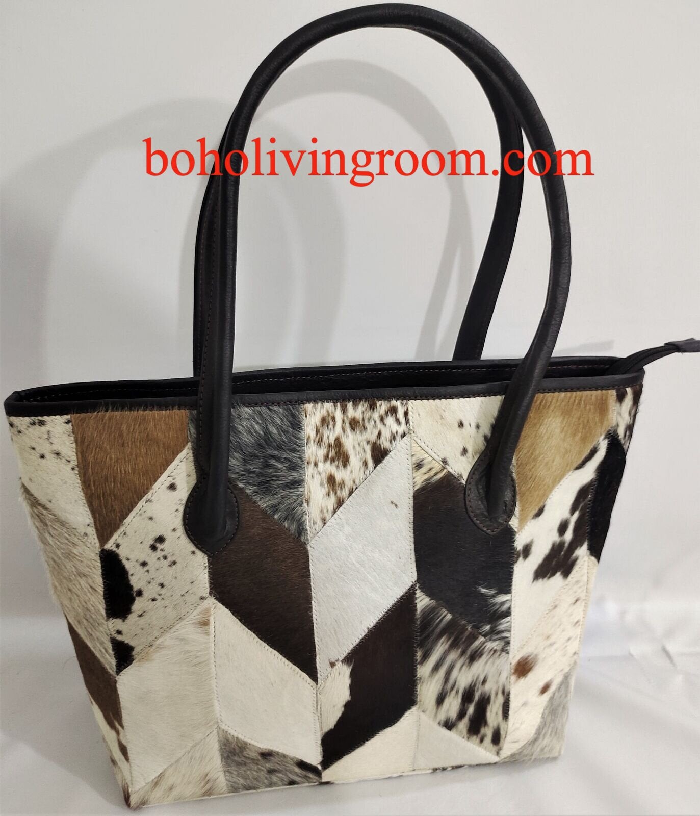 Cowhide Patchwork Purse Tote Bag for Women