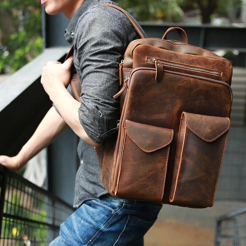 Vintage Crazy Horse Leather Backpack