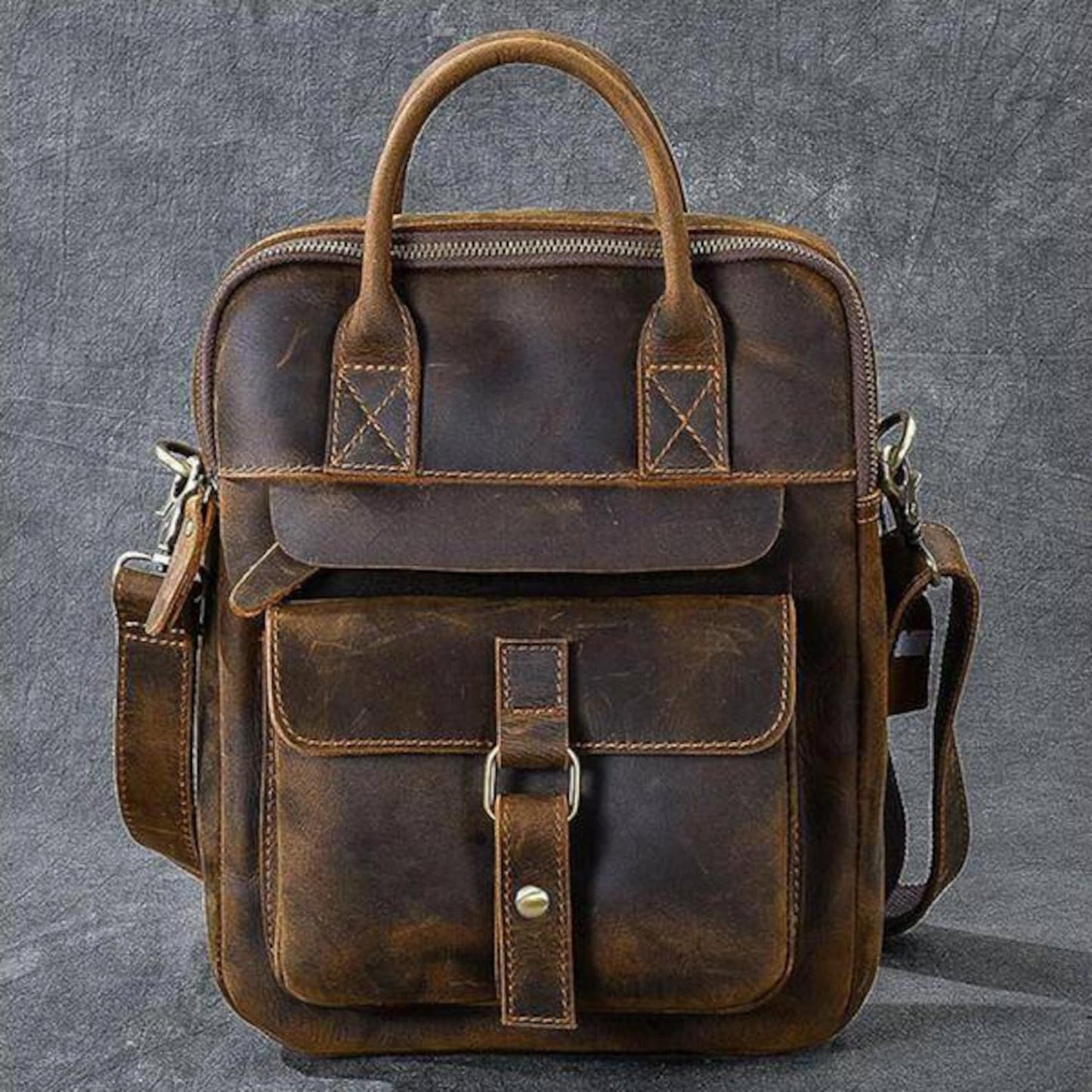 Unisex Genuine Leather Messenger Bag