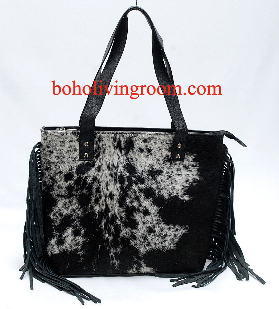 Cowhide Shoulder Purse With Fringes