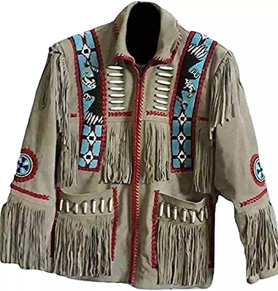 Men's Native American Western Suede Jacket