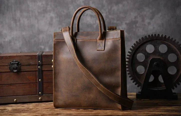 Genuine Real Cowhide Leather Tote Bag