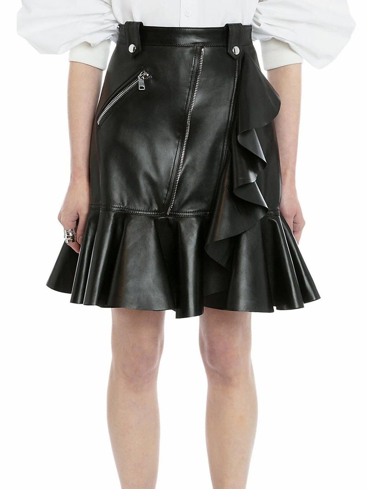 Handmade Genuine Leather Skirt Outfit