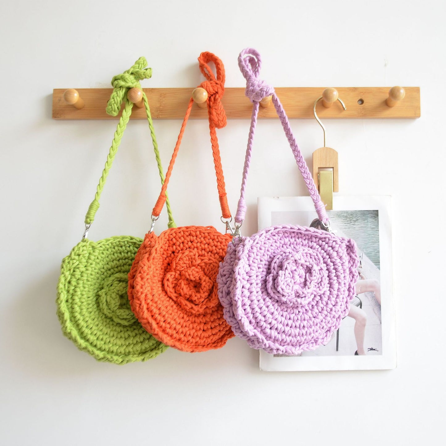 kids cotton crochet crossbody bag
