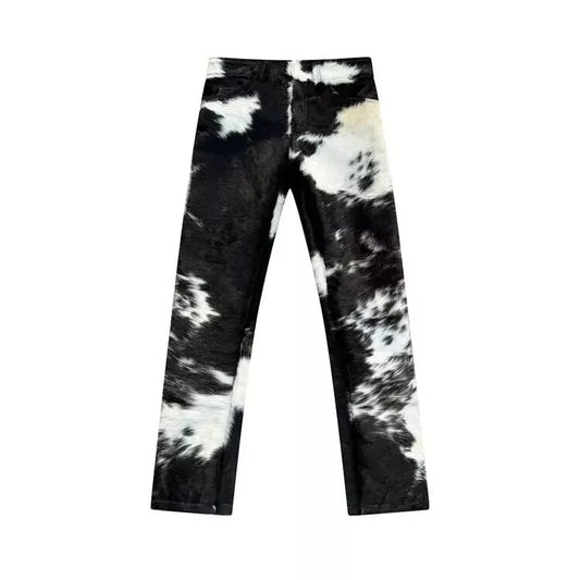 Black White Hair On Cowhide Fur Pants