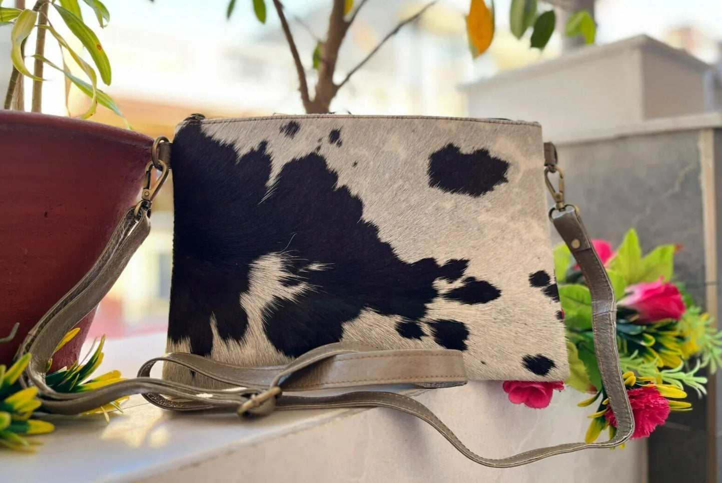 Real Genuine Cowhide Crossbody Bag