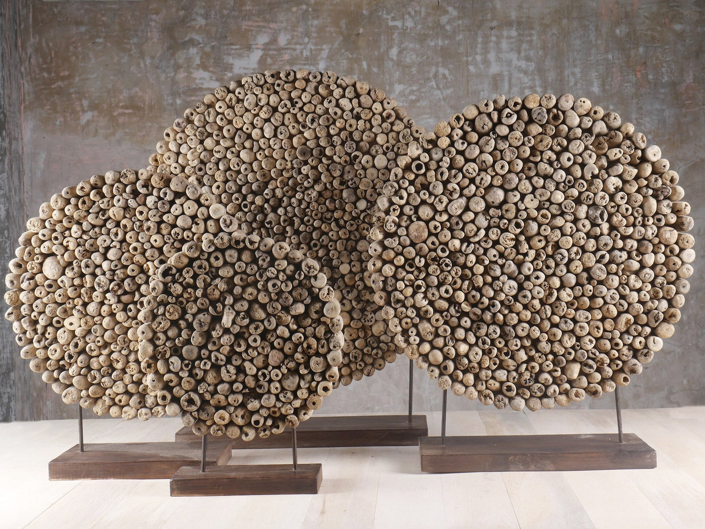 Contemporary Driftwood Tabletop Circle Sculpture