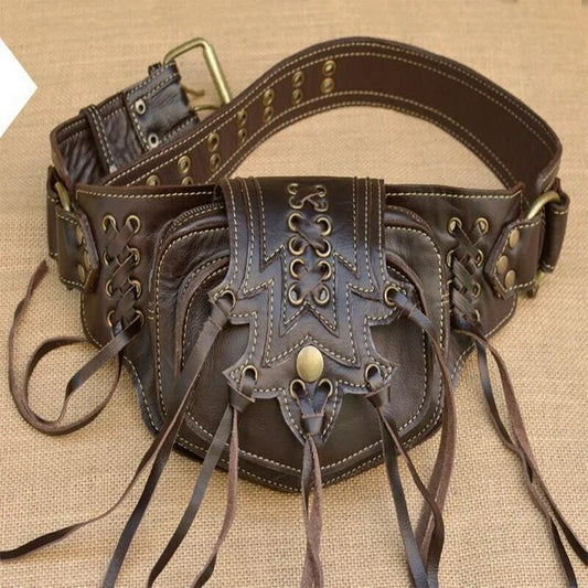 Medieval Leather Waist Pack Viking Style