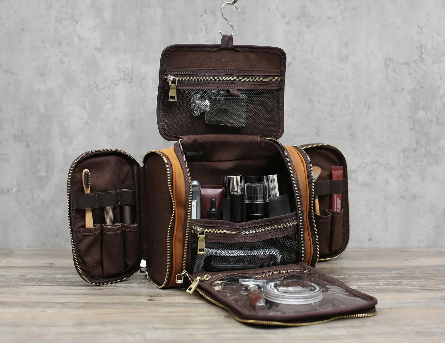 Real Leather Dopp Kit Bag