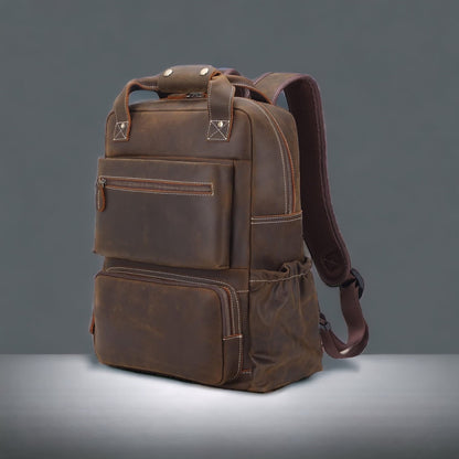 Real Leather Rustic Brown Backpack