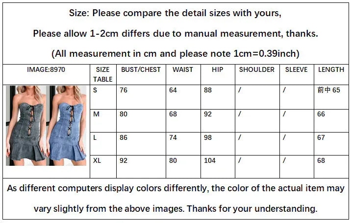 Strapless Lace Up Denim Mini Dress Corset Style