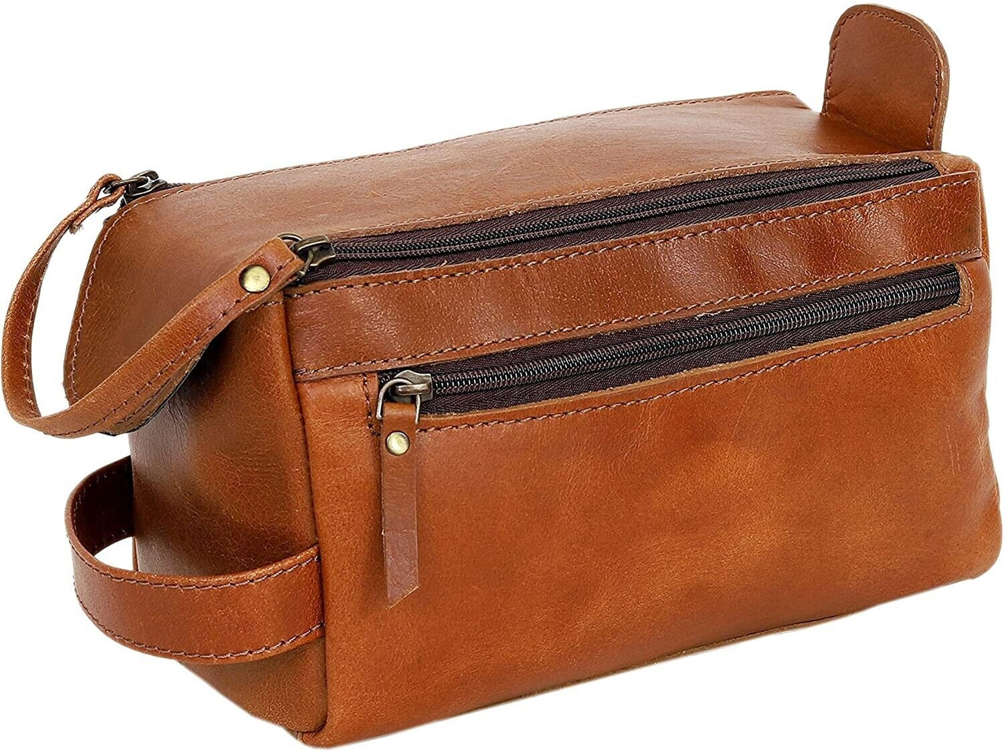 Genuine Brown Leather Men Travel Organizer Kit