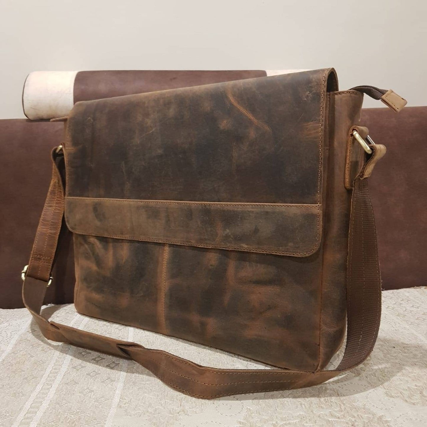 vintage leather briefcase handbag