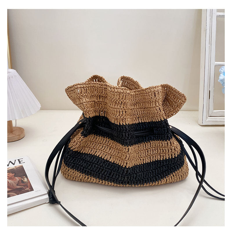 striped straw crochet bags for summer beaches