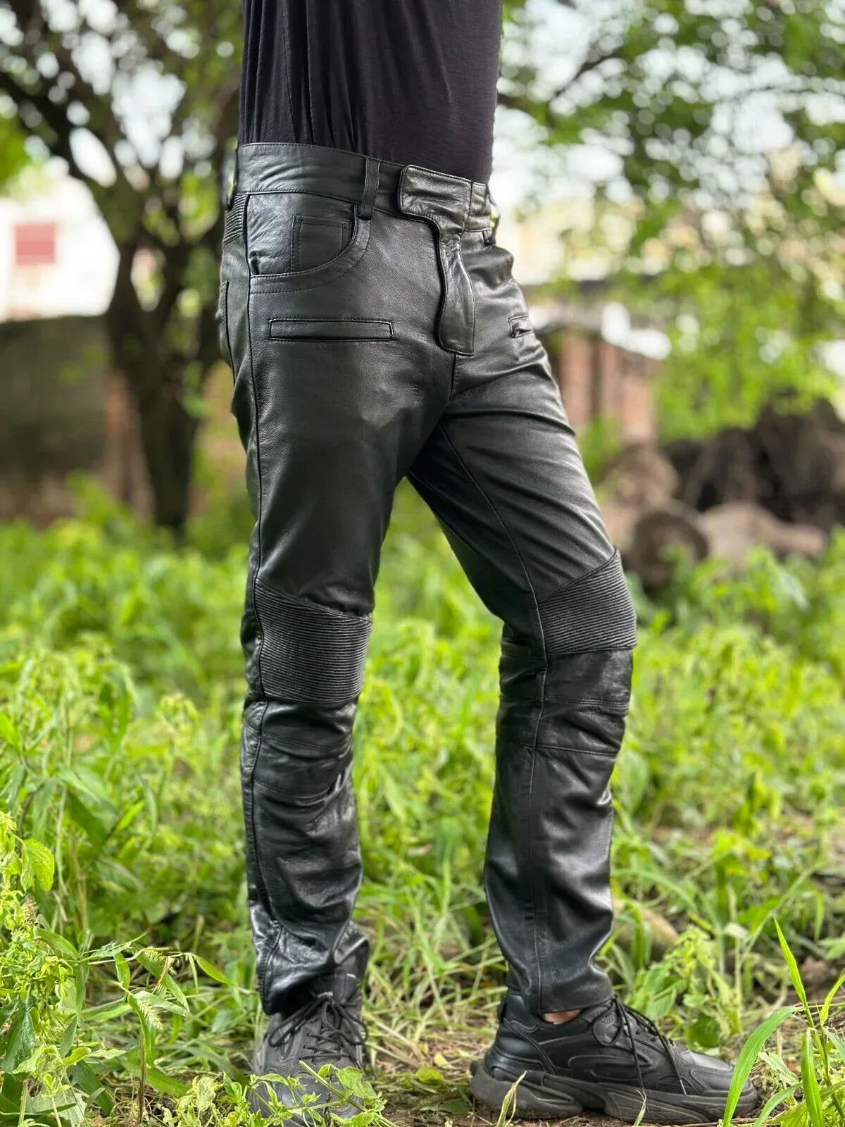 Genuine Leather Black Cowboy Pants – Boho Living Room