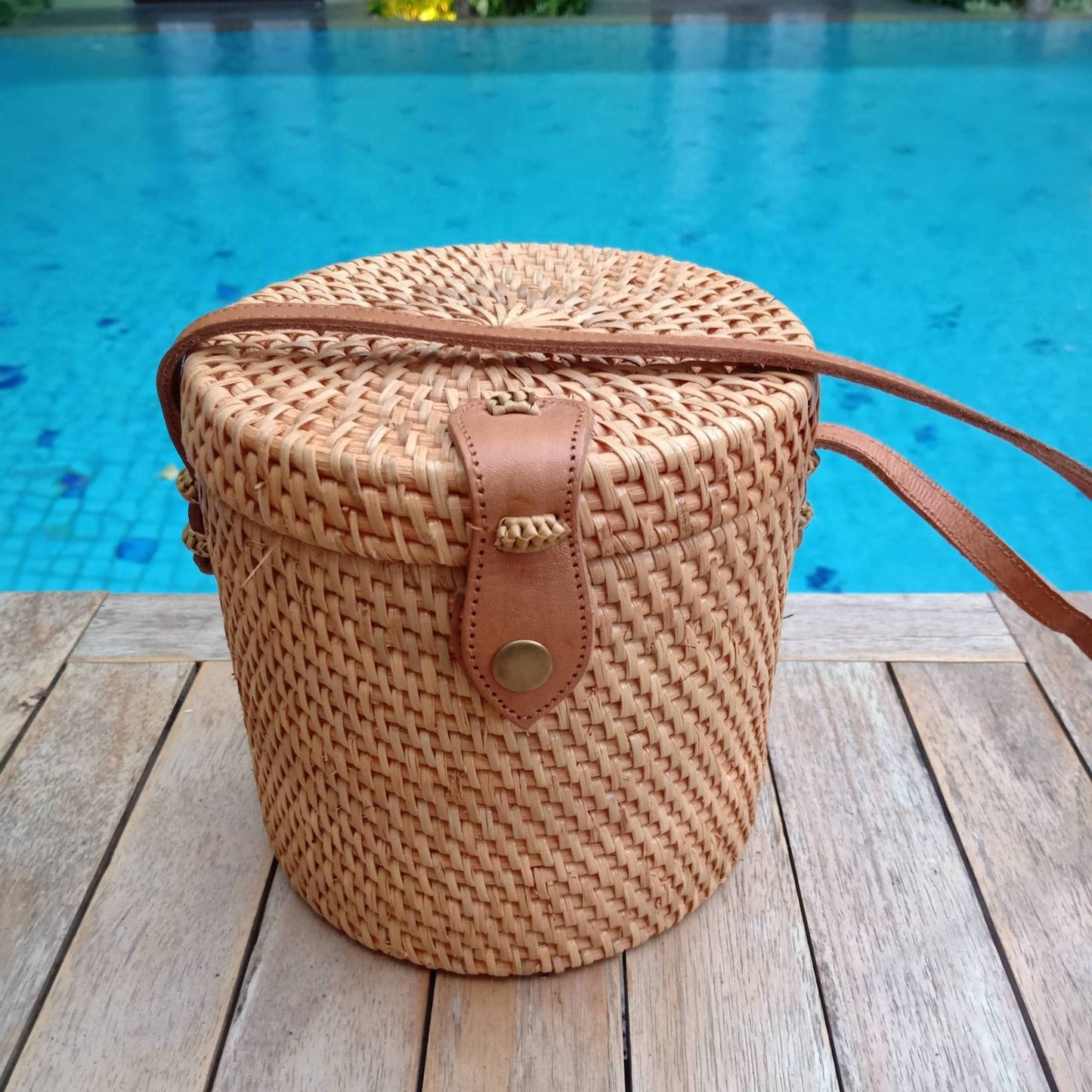 Natural Rattan Handwoven Cylinder Bag