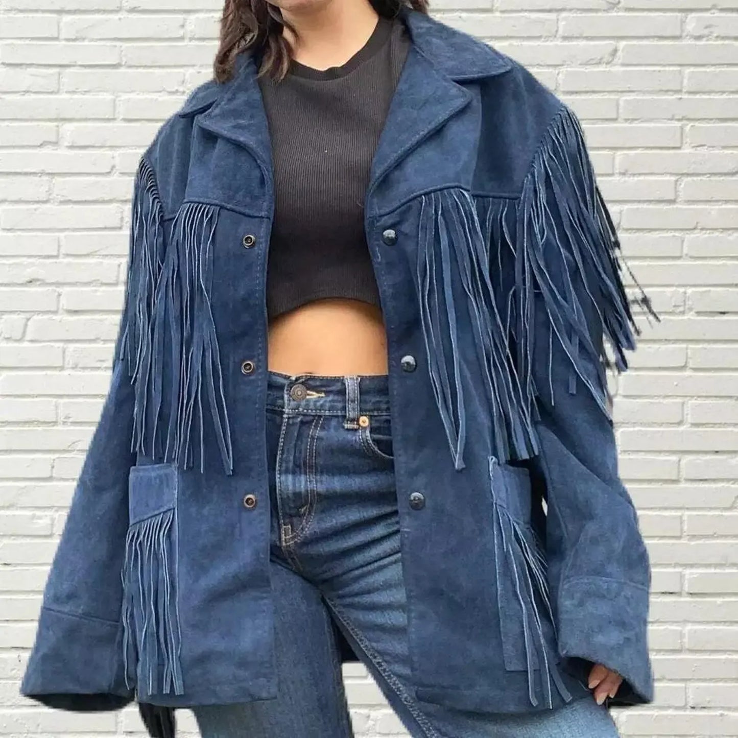 Women Western Native Suede Leather Jacket