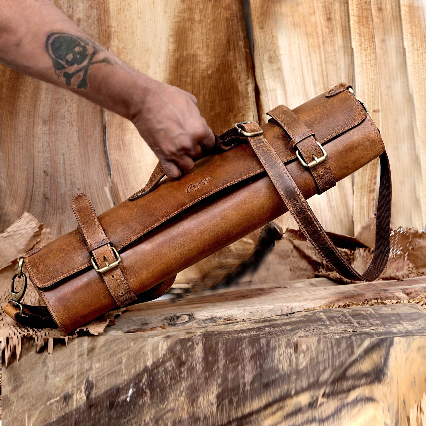 Leather Chef Knife roll Holder Case