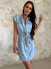 Sleeveless Mini Denim Belted Overall Dress